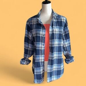 Blue Plaid Button-Up Shirt